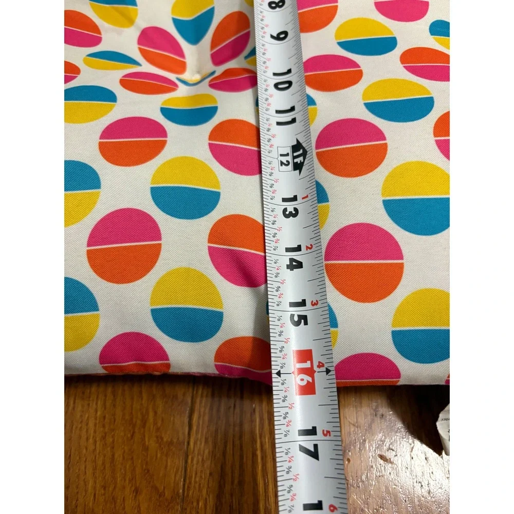 Multicolor Geometric Circle & Stripe Reversible seat Pillow with Handle 16x16